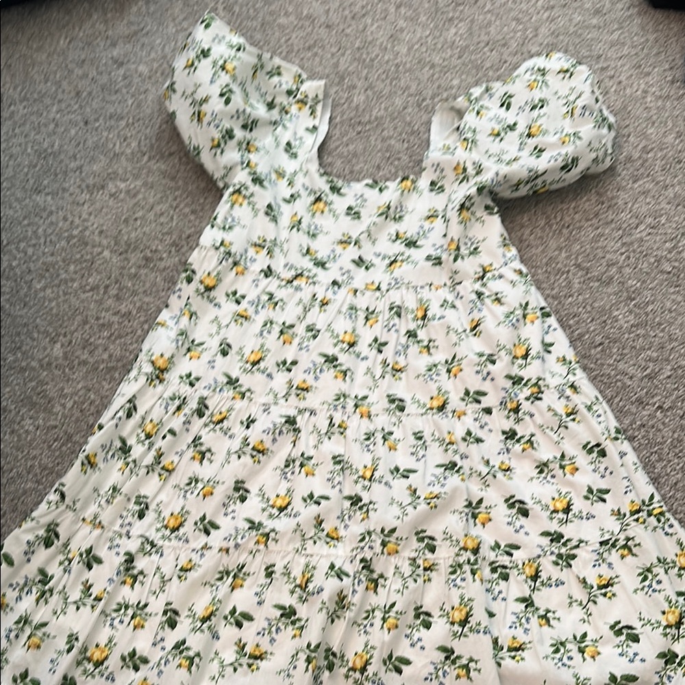 Faithfull the Brand White and Yellow Floral Mini Dress